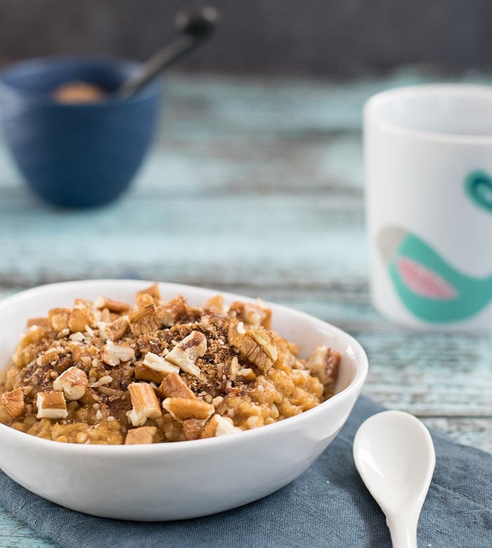 Instant Pot Vegan Pumpkin Coffeecake Steel-cut Oatmeal