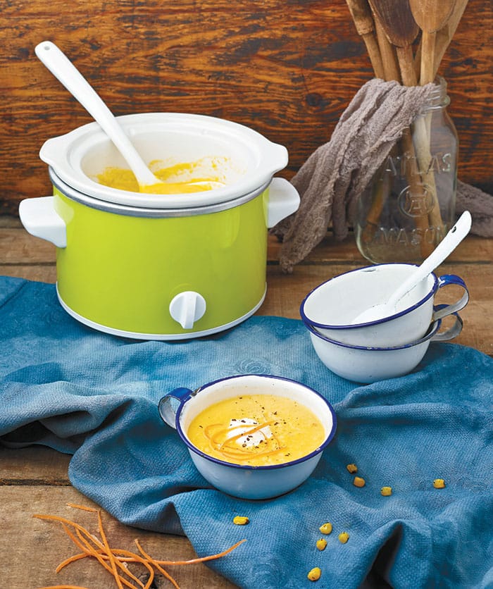 Vegan Slow Cooker Corn Chowder with Green Chilies for 2