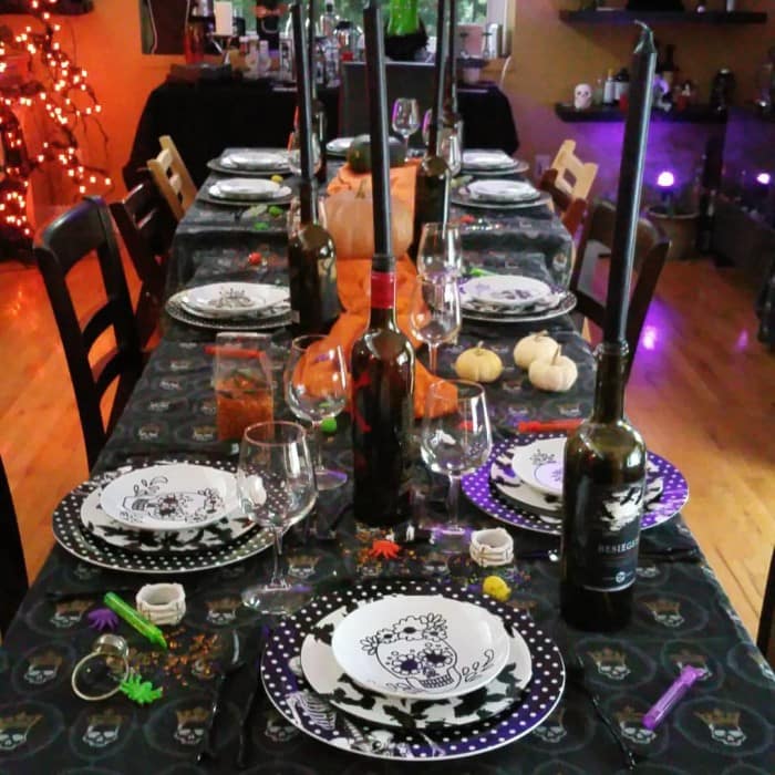 Working on the Halloween tablescape by Stephanie Manley