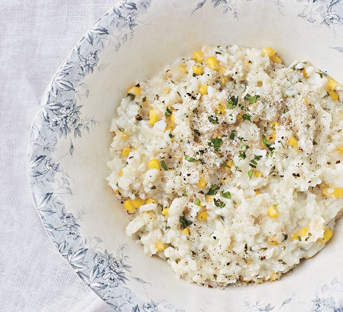 Vegan Slow Cooker Fresh Corn Risotto Using My Favorite Corn Cobb Trick