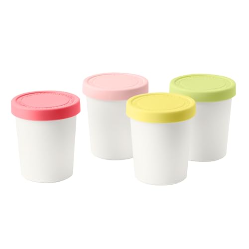 Tovolo Sweet Treat, 6 oz. Mini Tubs Set of 4, Tight-Fitting Silicone Lid, Easy Stacking Reusable Ice Cream Container, 6-Ounces, Assorted