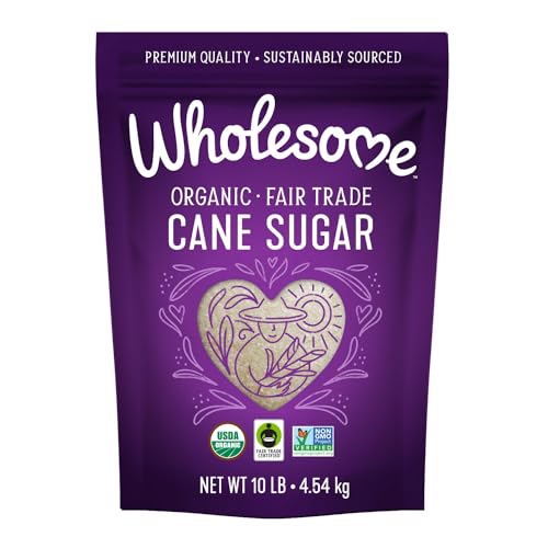 Wholesome Organic Cane Sugar, Fair Trade, Non GMO & Gluten Free, 10 Pound (Pack of 1)