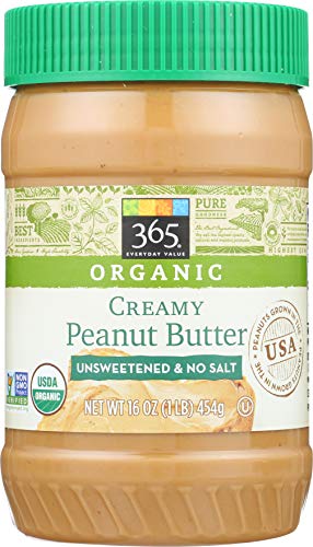 365 Everyday Value, Organic Creamy Peanut Butter Unsweetened & No Salt, 16 Ounce