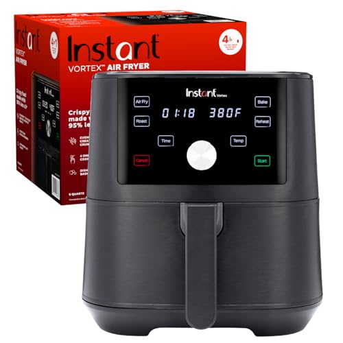 Instant Vortex Air Fryer 4 in 1, Best Fries Ever, Roast, Bake, Reheat, 6 Qt, 1700W