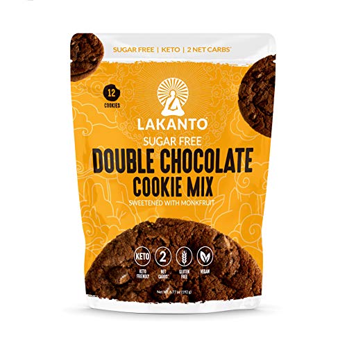 Lakanto Double Chocolate Cookie Mix - Sugar Free, Sweetened with Monkfruit Sweetener, Gluten Free, Vegan, Chocolate Chips