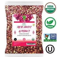Dualspices Organic Rose Buds & Petals Tea 4 Oz - Food grade edible Fragrant Natural Healthy Best for Tea, Baking, Making Rose Water, Crafting Freshest Directly from BULGARIA