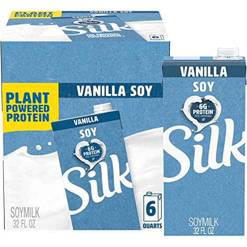 Silk Vanilla Soymilk 32-Ounce Aseptic Cartons (Pack of 6), Vanilla Flavored Non-Dairy Soy Milk