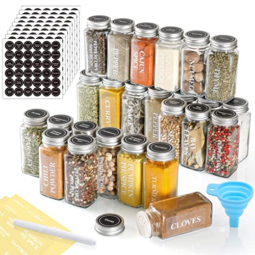 Aozita 36 Pcs Glass Spice Jars with Spice Labels - 4oz 
