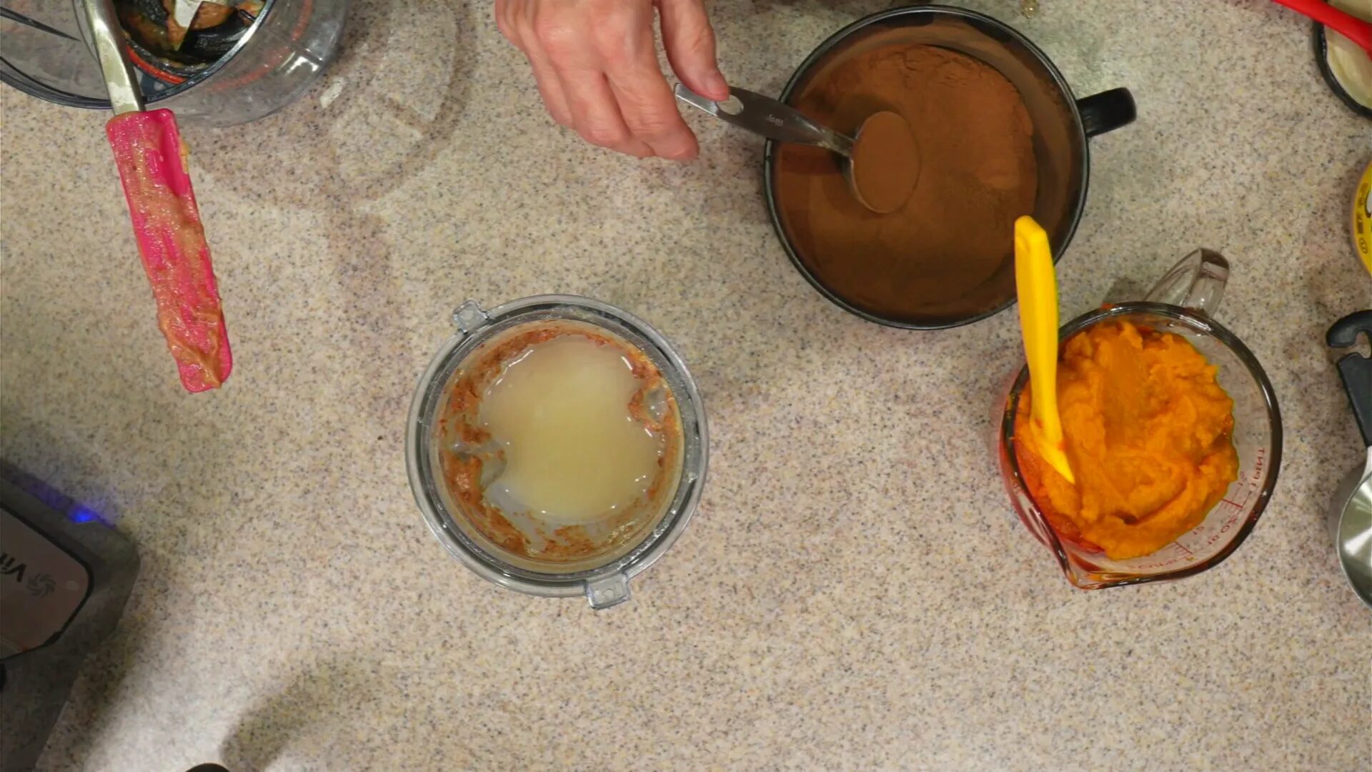 Adding spices to the blender