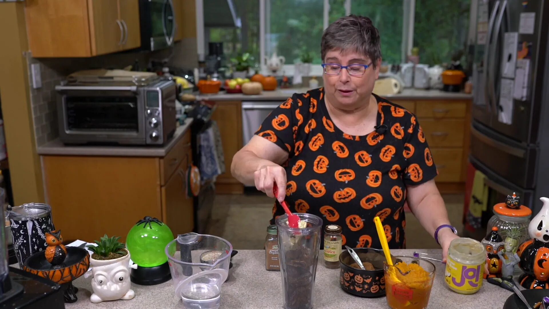 Pouring cashew milk into blender