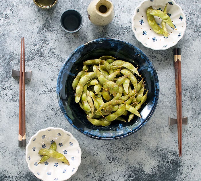 Air Fryer Sesame, Ginger and Garlic Edamame