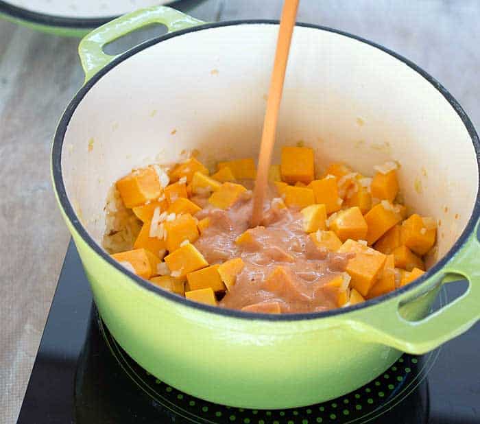 Vegan Brussels Sprout and Butternut Squash Curry over Instant Pot Cumin Wheat Berries