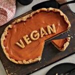 This vegan butternut squash pie with miso is my favorite Thanksgiving dessert. You make it all in your slow cooker and includes a gluten-free crust option!