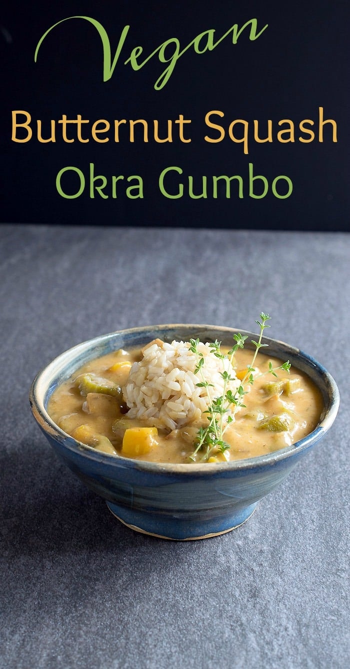 The roux is what thickens my Butternut Squash Okra Gumbo as well as give it a deeper flavor. While butternut squash isn’t a traditional gumbo ingredient, it adds a fall flair. There is a no oil added option - you can straight up toast flour to help get that nutty flavor with zero oil. Also you can substitute cooked beans for the vegan sausage if they aren’t your thing.