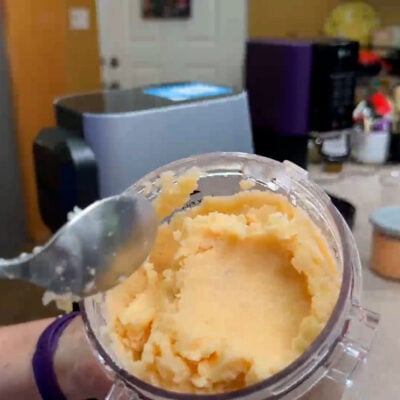 Checking for creaminess in a spun int of Ninja Creami ice cream