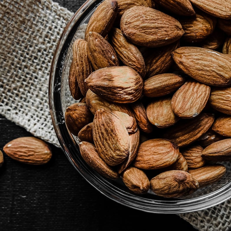 Almonds in a small glass jar