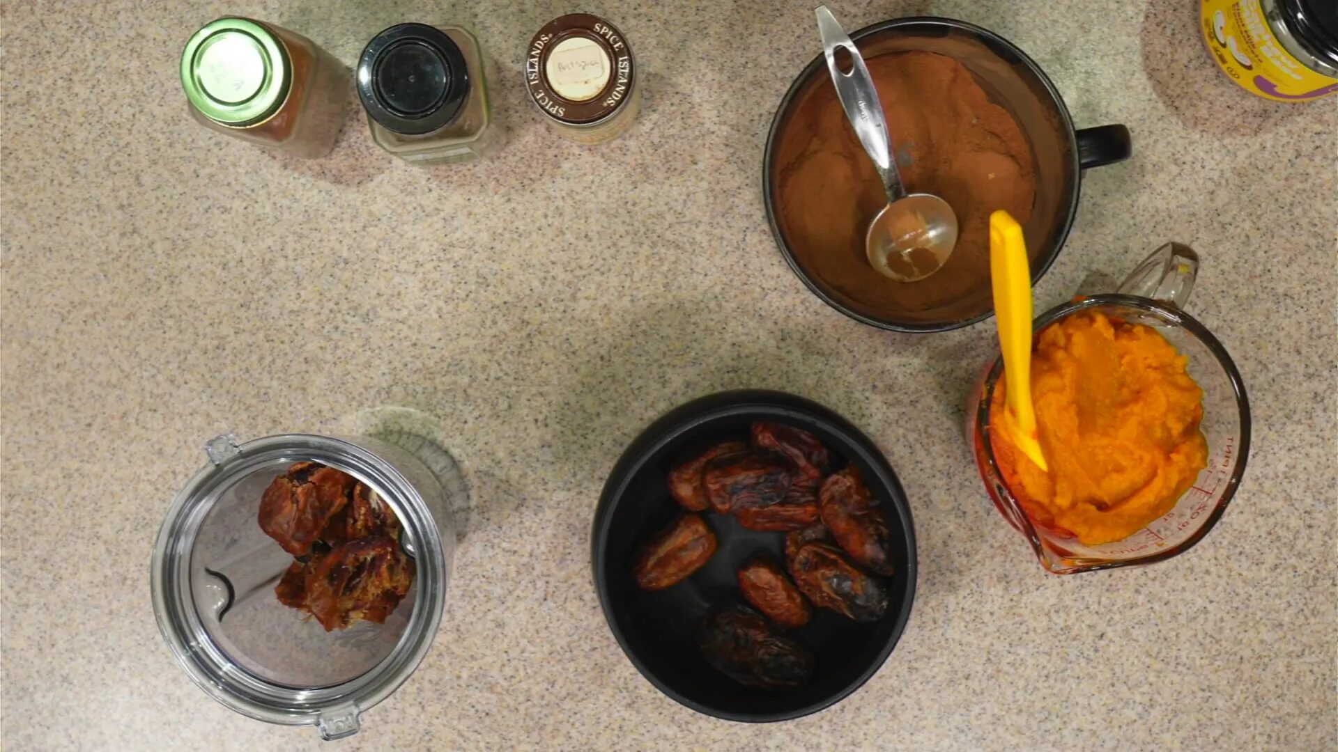 Adding dates and water to blender