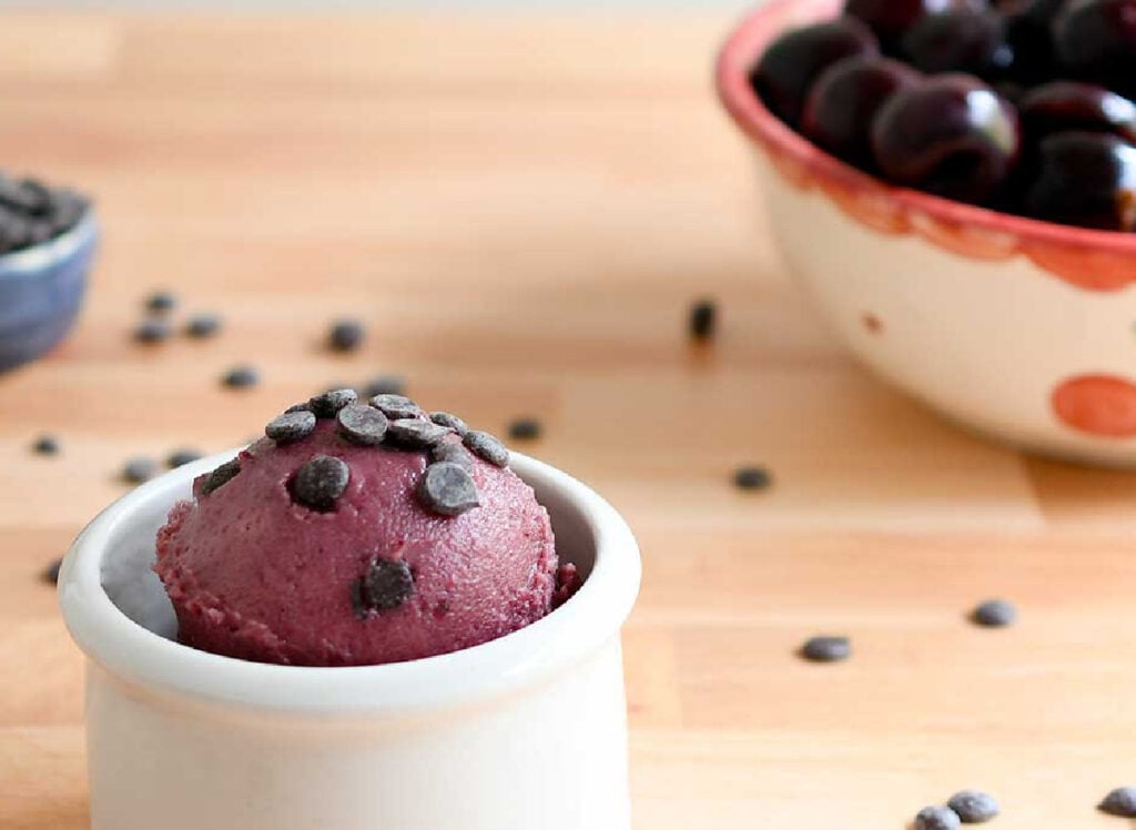 Ninja Creami Cherry Ice Cream with chocolate chips