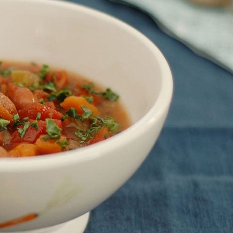 Italian Slow Cooker Cranberry Bean Soup with Greens