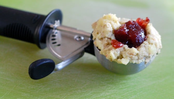 Thanksgiving Potato Stuffing Balls with a Cranberry Center