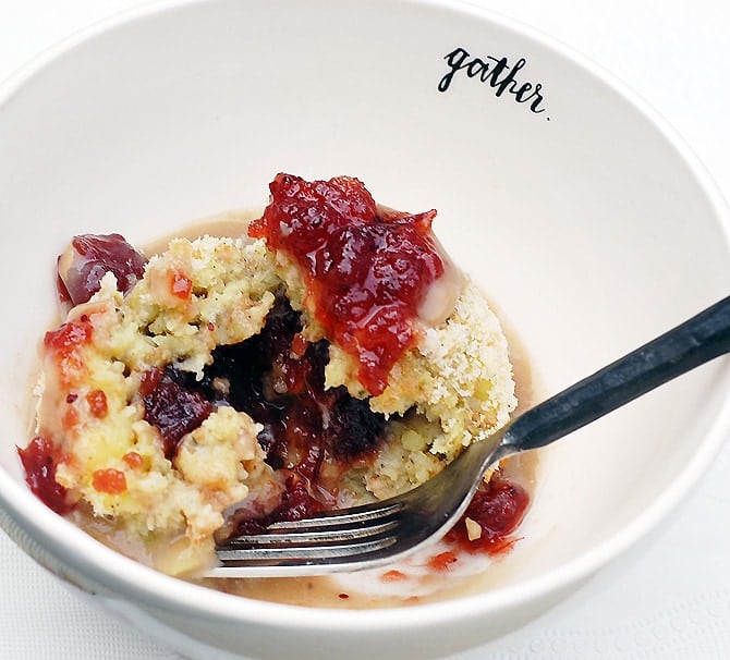 Thanksgiving Potato Stuffing Balls with a Cranberry Center