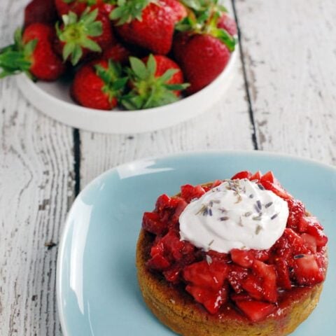 Vegan strawberry shortcake with lavender