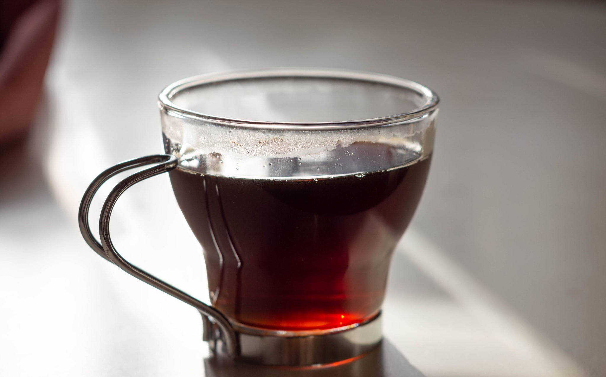 Earl Grey tea in a transparent cup