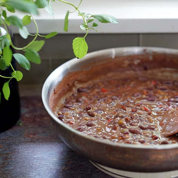 Cheater Red Beans and Rice in a saute pan