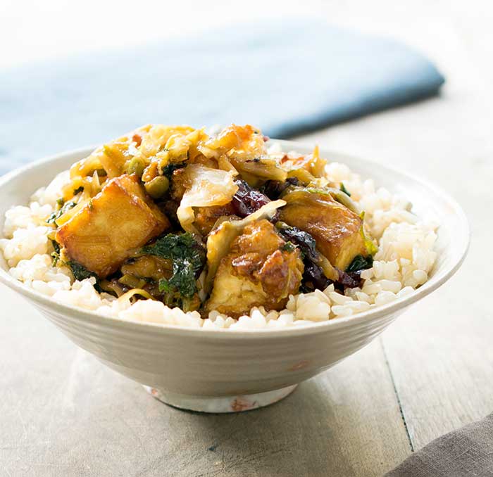 Quick and Easy Tofu Superfood Stirfry Made with an Eat Smart Sweet Kale Salad Kit