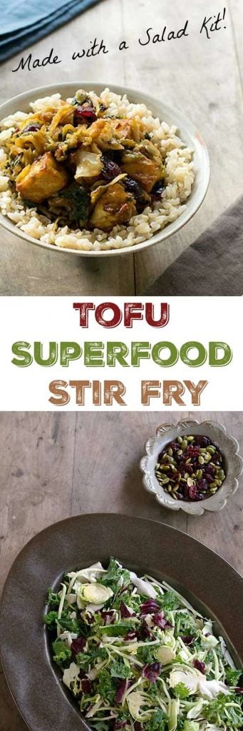 Quick and Easy Tofu Superfood Stirfry Made with an Eat Smart Sweet Kale Salad Kit
