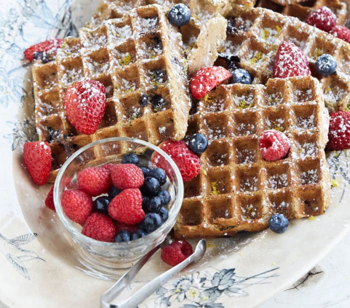 Gluten-Free Lemon Blueberry Belgian Waffles