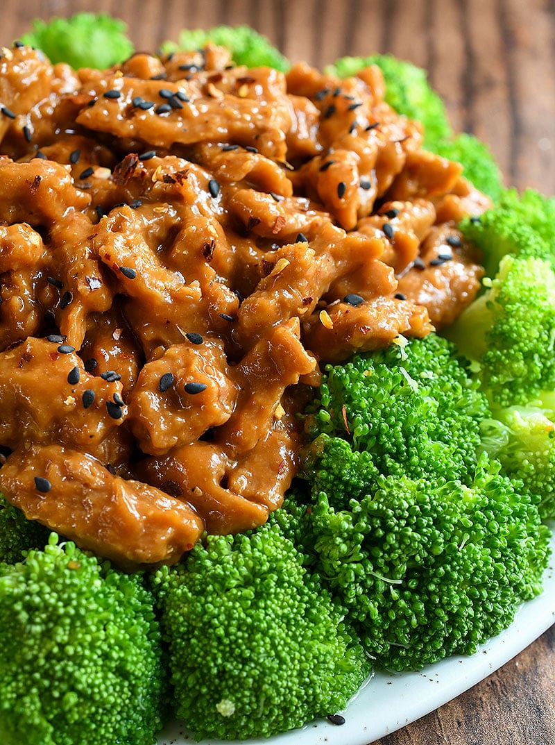 General Tso soy curls in a sweet and spicy sauce
