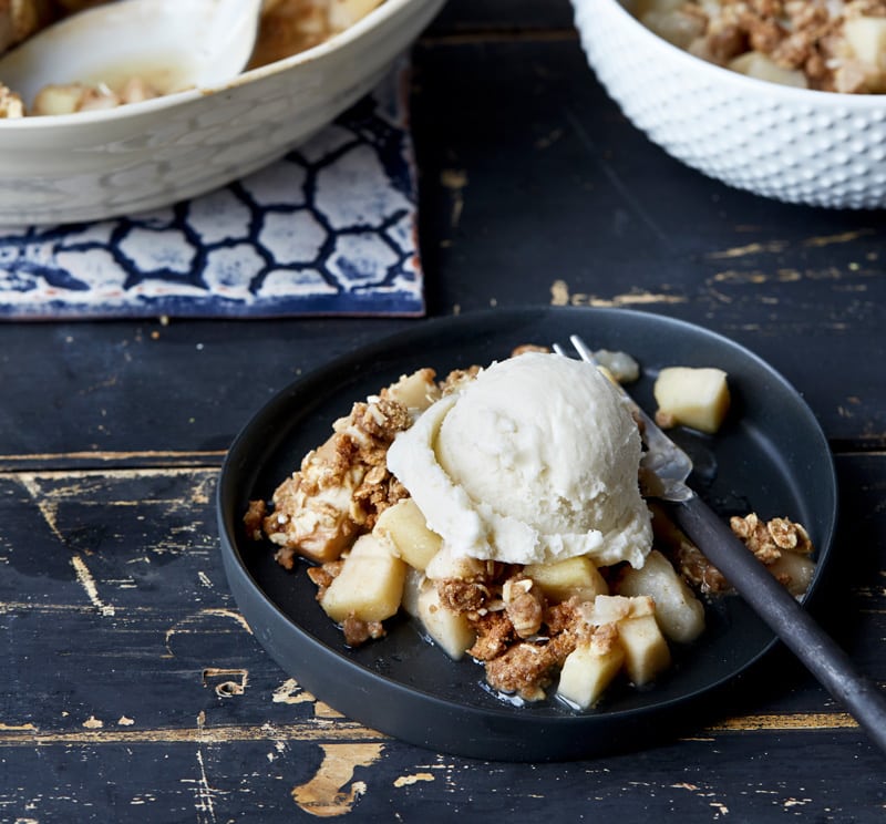 Vegan Holiday Gingerbread Pear Crumble From OATrageous Oatmeals