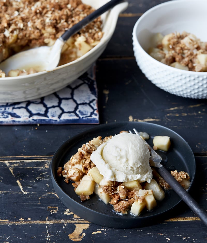 Vegan Holiday Gingerbread Pear Crumble From OATrageous Oatmeals