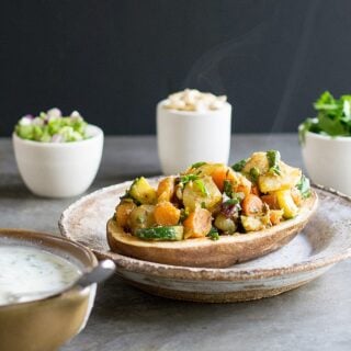 Vegan Curried Spring Vegetable Potato Chaat