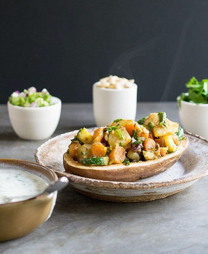 Vegan Curried Spring Vegetable Potato Chaat