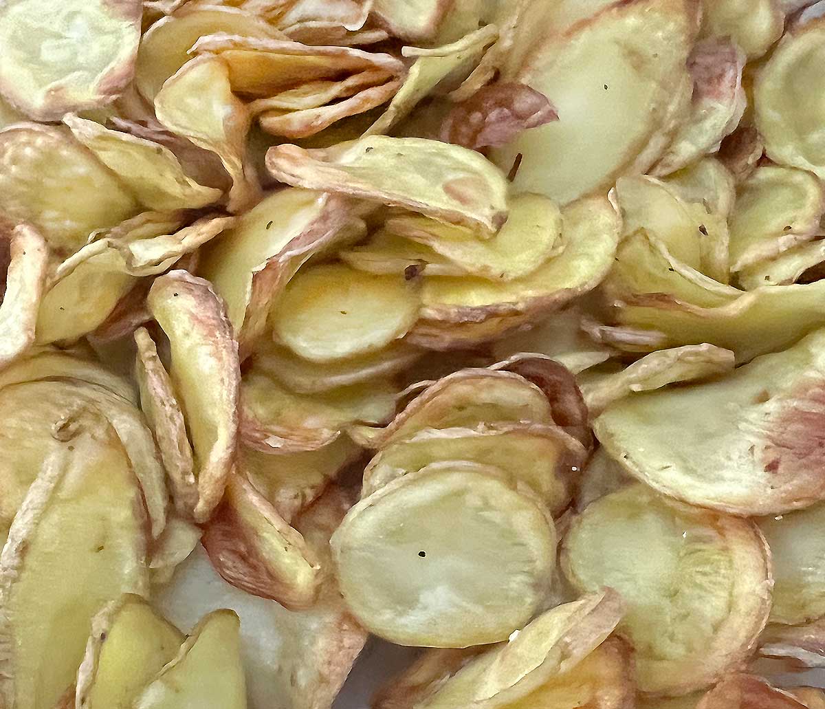 Potato chips perfectly browned