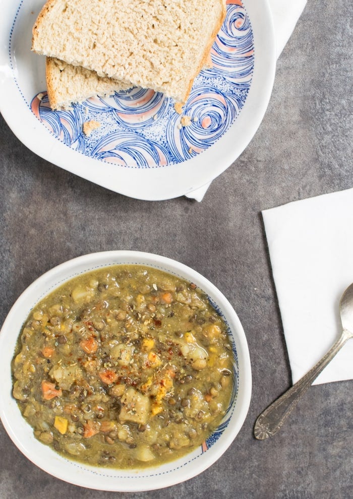 Vegan Instant Pot Lentil Vegetable Soup with Slow Cooker Variation