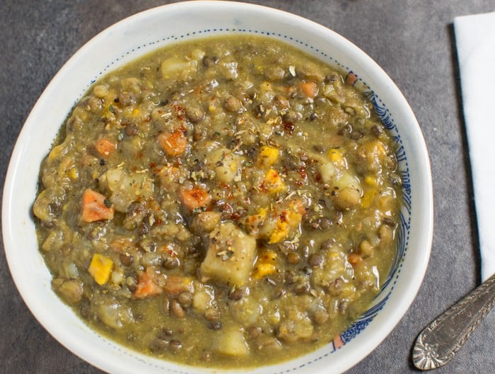 Vegan Instant Pot Lentil Vegetable Soup with Slow Cooker Variation