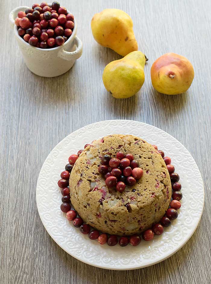 Vegan Pear and Cranberry Instant Pot Cake #RethinkSweet, @wholeearthsweetener #sponsored