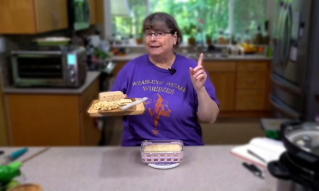 Kathy with her oat pepper jack cheese.