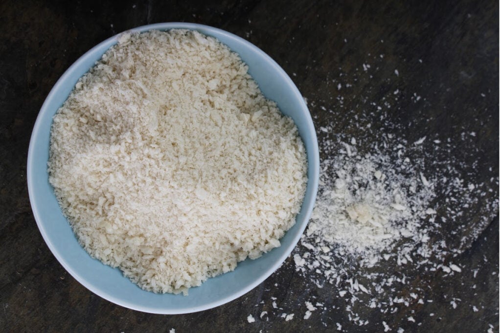 blue bowl filled with whole wheat panko.
