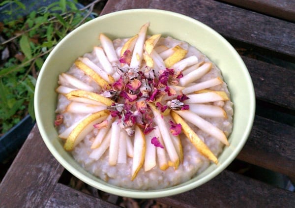 Slow Cooker Pear Rose Cardamom Cake Oatmeal - the Oatmeal to Help You Escape the Monday Blues