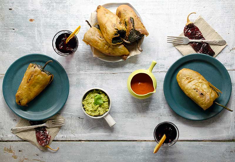 Vegan Potato Stuffed Chiles Rellenos
