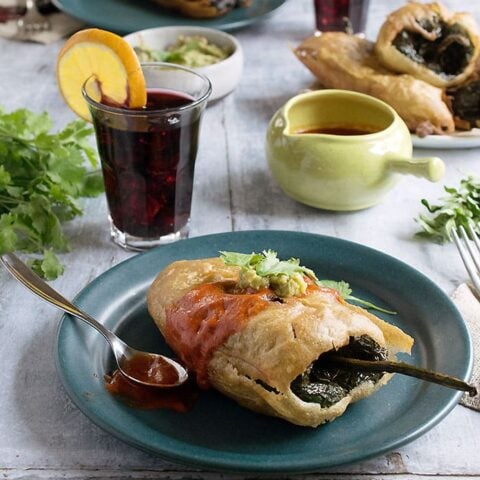 Vegan Potato-Stuffed Chiles Rellenos with an Oil-free Option
