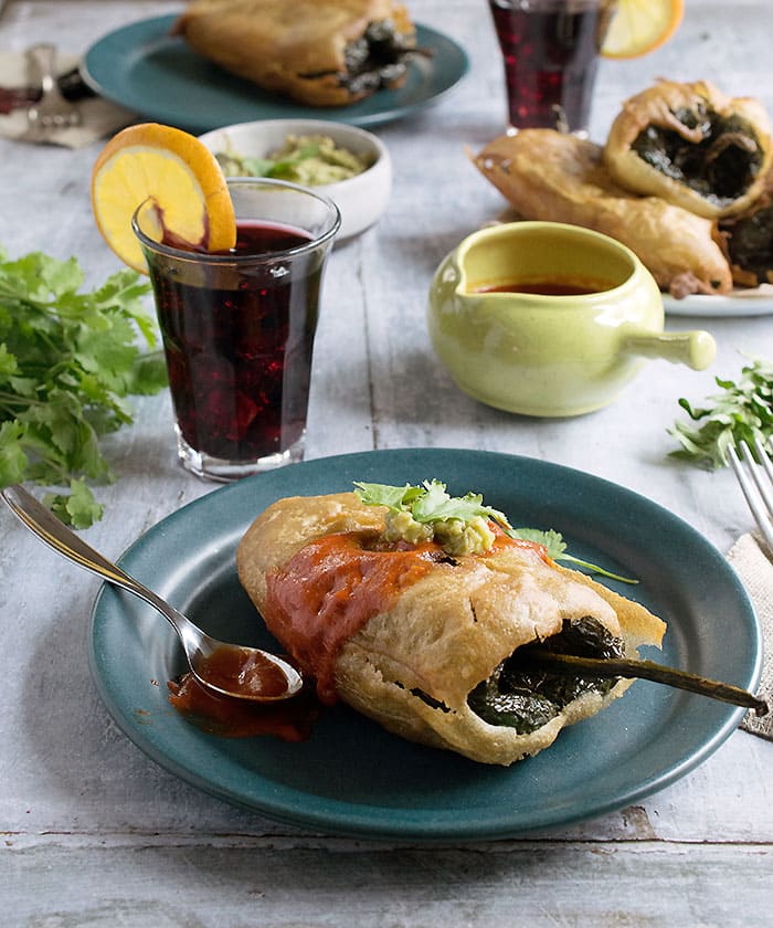 Vegan Potato-Stuffed Chiles Rellenos with an Oil-free Option