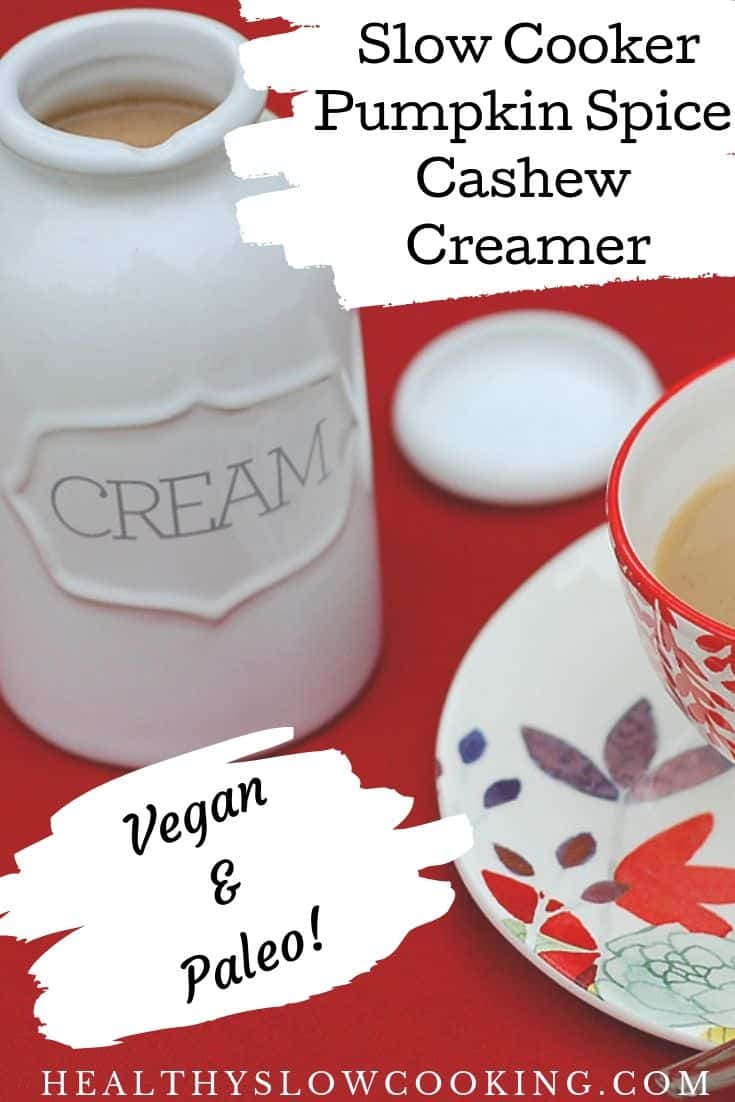 Pumpkin Spice Cashew Creamer in a white ceramic creamer