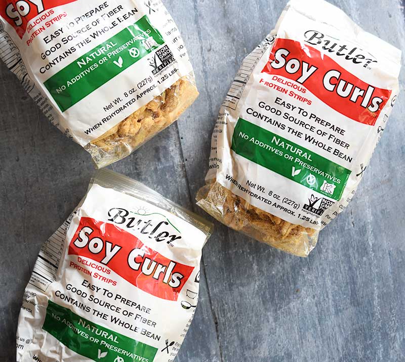 Bags of Butler soy curls.