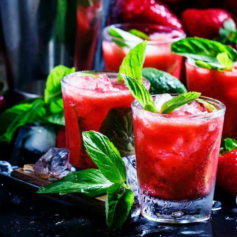 Spiked Strawberry Mint Lemonade