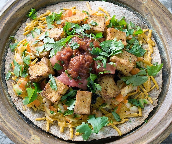Got to Be NC Air Fried Chili Cumin Tofu Rancheros with Veggies & Little Face Salsa